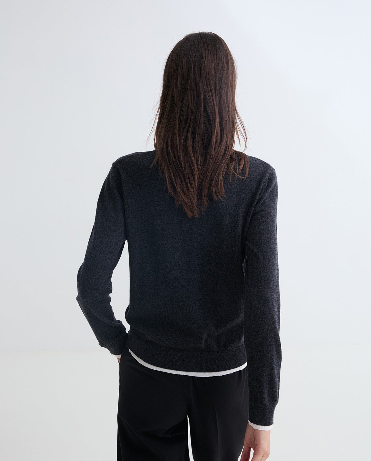 CARDIGAN ANTRACITE DETTAGLI A CONTRASTO YERSE