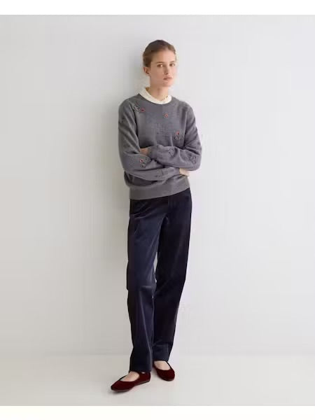MAGLIONE CON RICAMO FLOREALE GREY YERSE