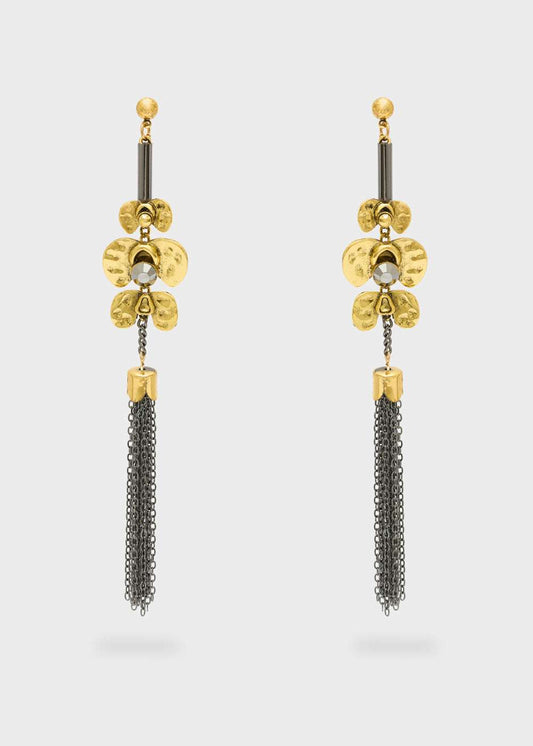 ORECCHINI PENDENTI CON FIORI E CATENE ORO NALÌ