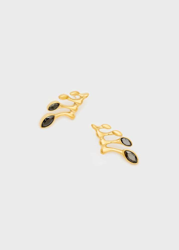 ORECCHINI DROPS CON PIETRE NERE ORO NALÍ