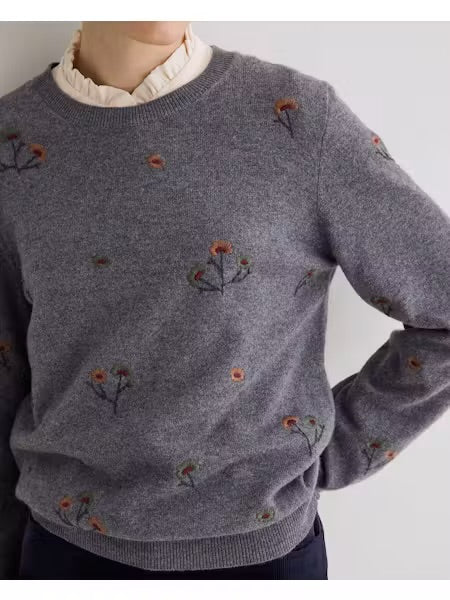 MAGLIONE CON RICAMO FLOREALE GREY YERSE