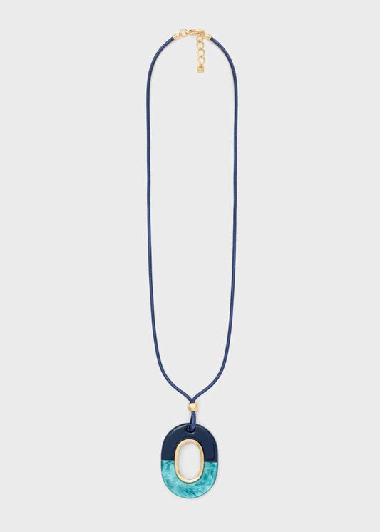 COLLANA VALE PENDENTE OVALE  RESINA BLU NALÍ