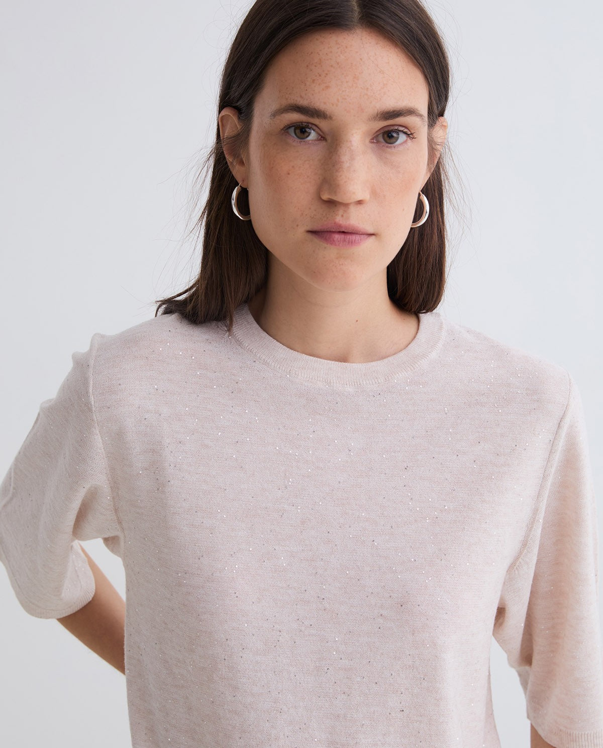 MAGLIONE ECRÙ CON PAILLETTES YERSE