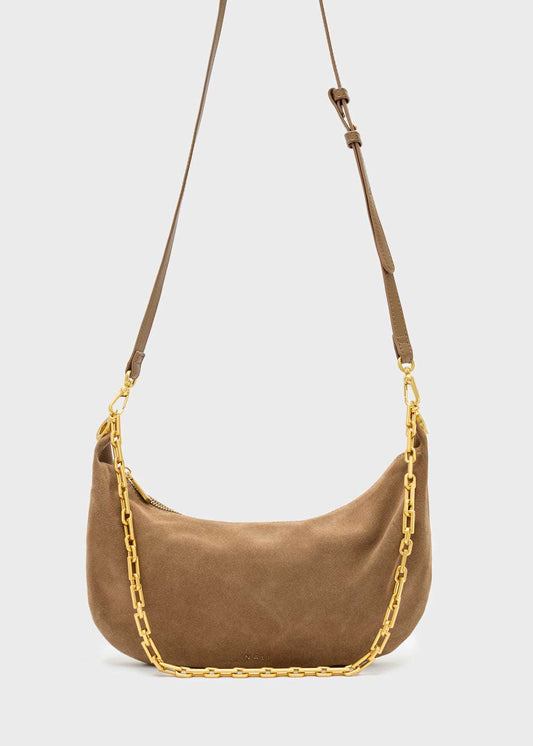 BORSA HAILEY A SPALLA VERO SUEDE FANGO NALÌ