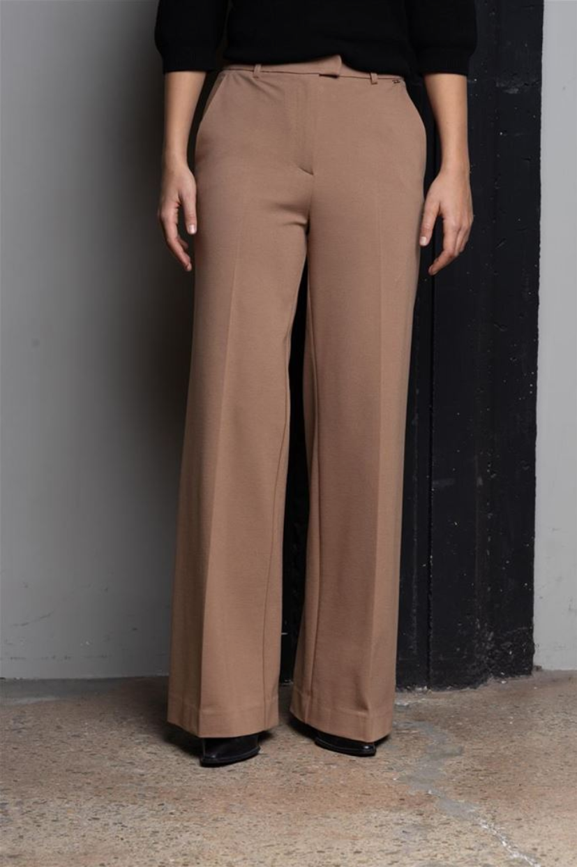 PANTALONI WIDE LEG IN PUNTO MILANO CAMMELLO KAOS JEANS