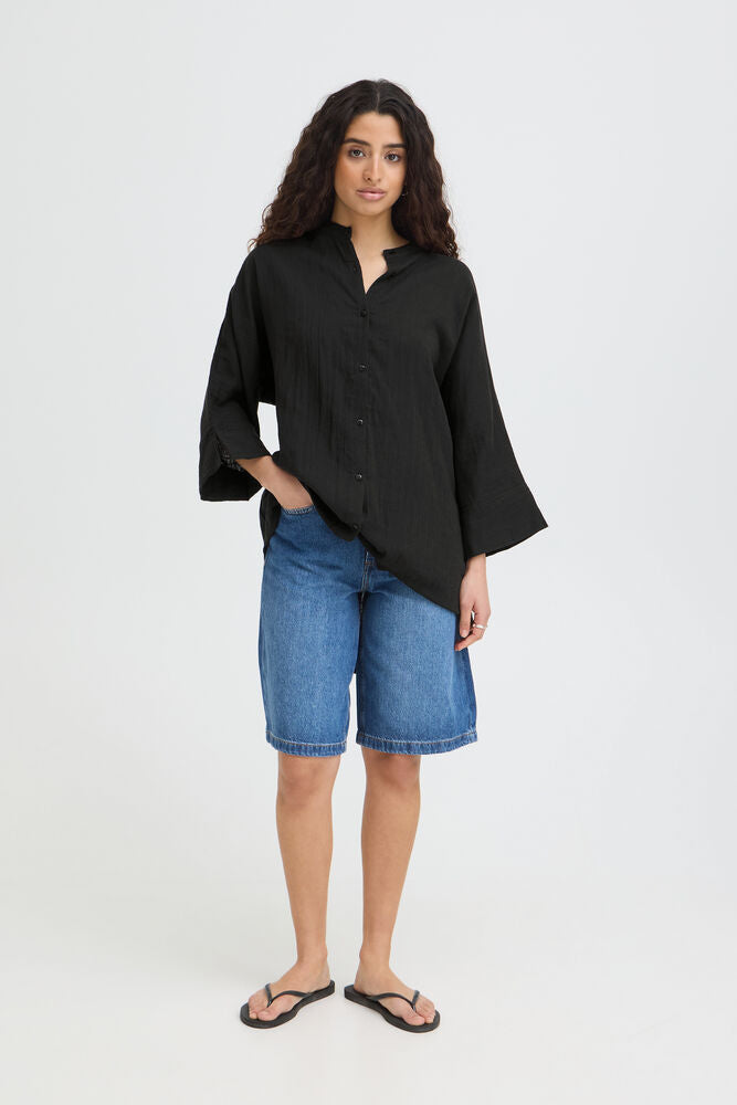 CAMICIA IAFOXA MANICA 3/4 BLACK ICHI