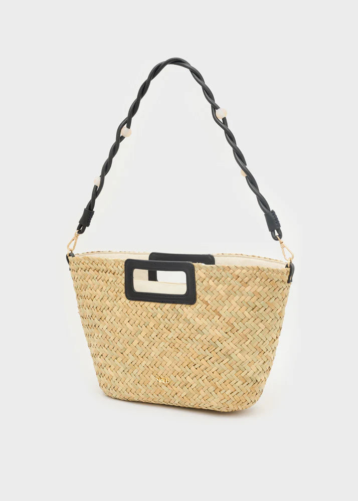 BORSA OLIVIA A MANO+TRACOLLA PAGLIA NERO NALÌ