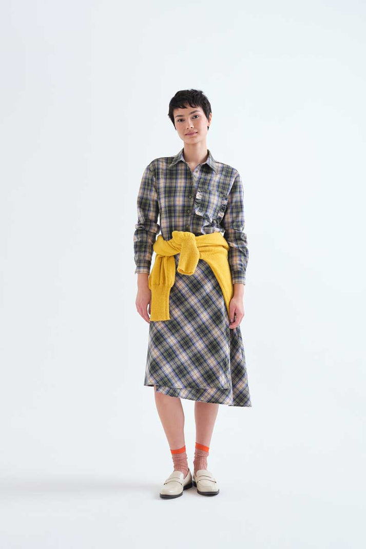 CAMICIA 100% COTONE STAMPA QUADRI VERDE 63C/11015 COMPANIA FANTASTICA