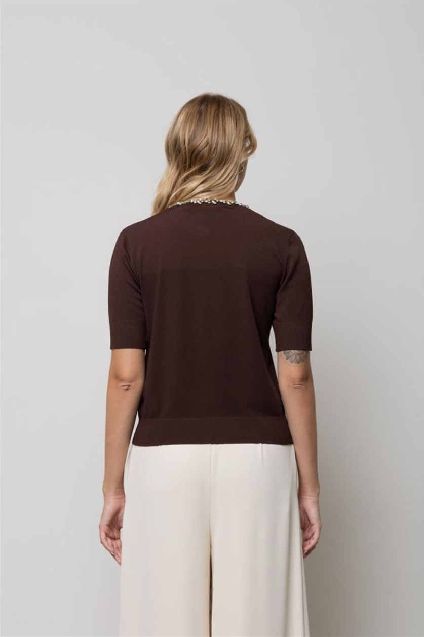 MAGLIA GIROCOLLO JEWELL CIOCCOLATO KAOS