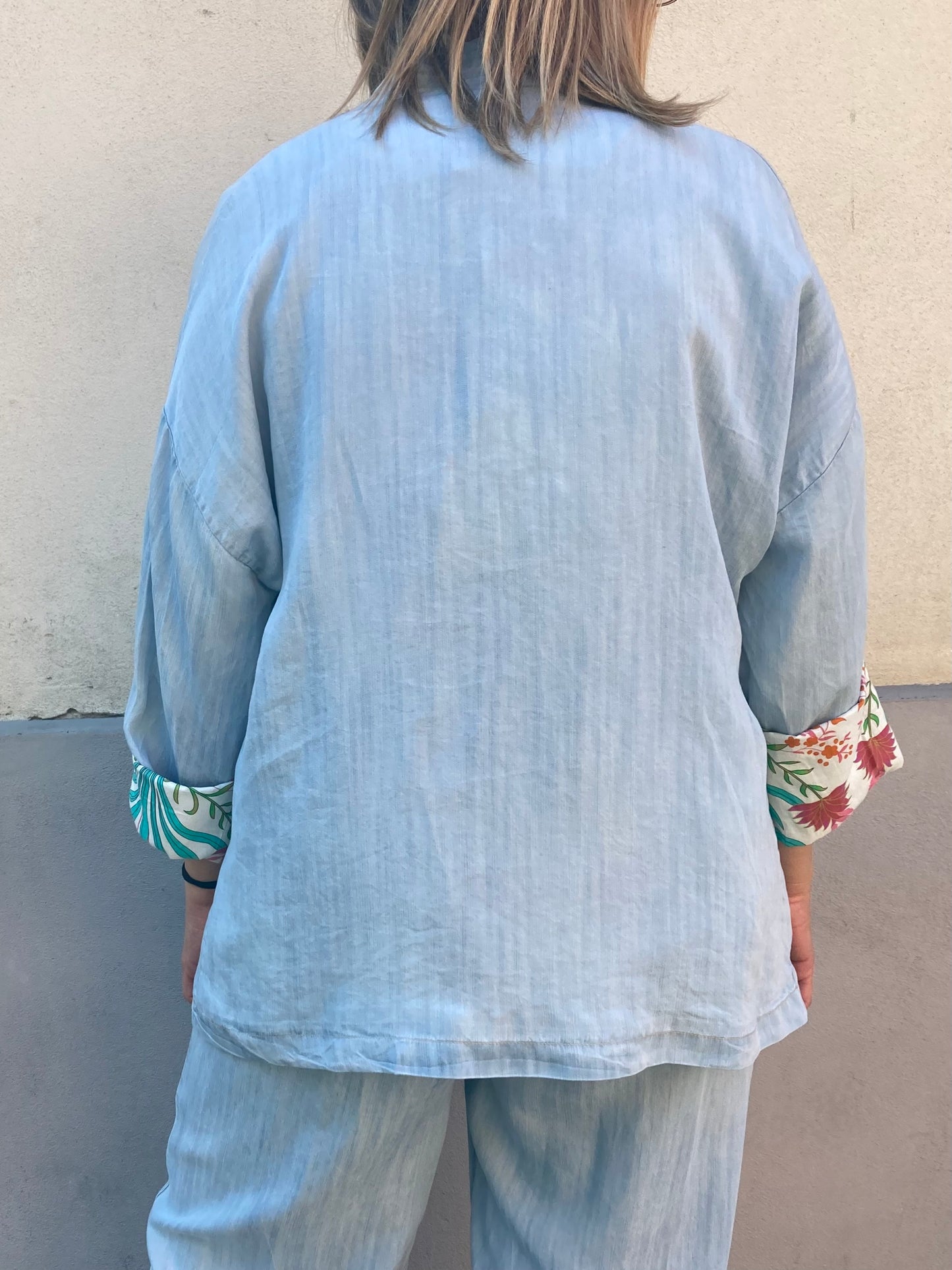 KIMONO CORTO CHAMBRAY AZZURRO WÙSIDE