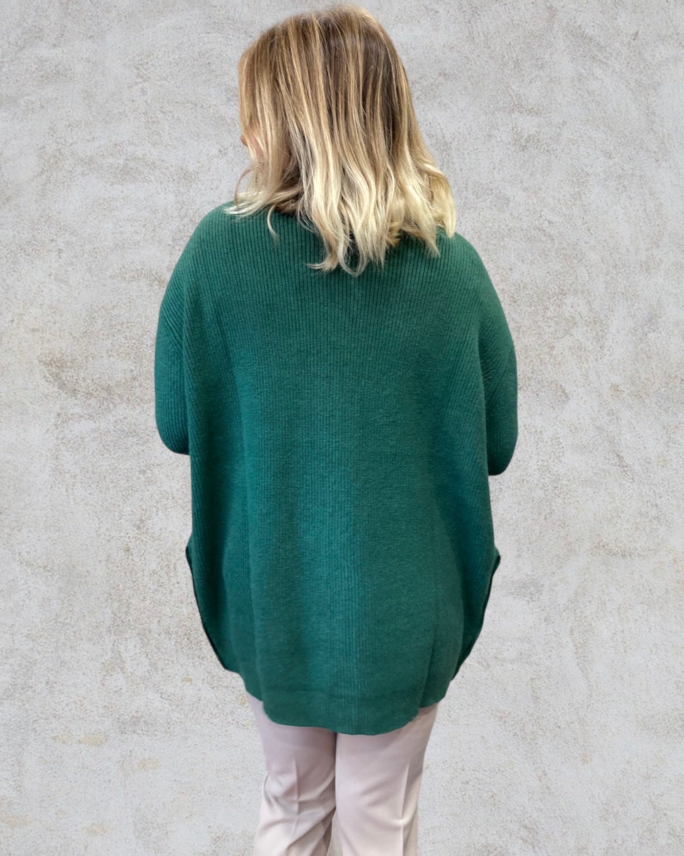 CARDIGAN CON BOTTONI E SPACCHI VERDE WHITE WISE