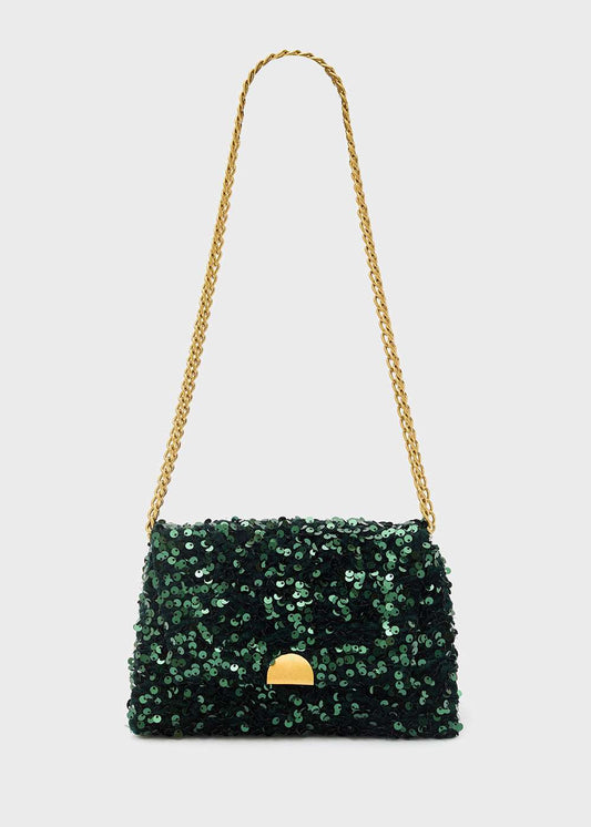 BORSA MARA A SPALLA PAILLETTES VERDE NALÌ