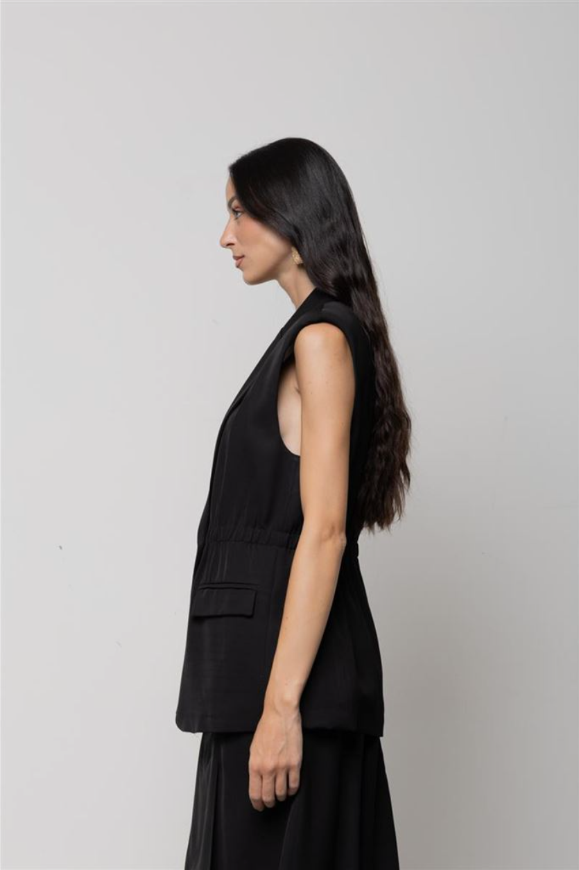 GILET CON COULISSE IN MISTO LINO KAOS