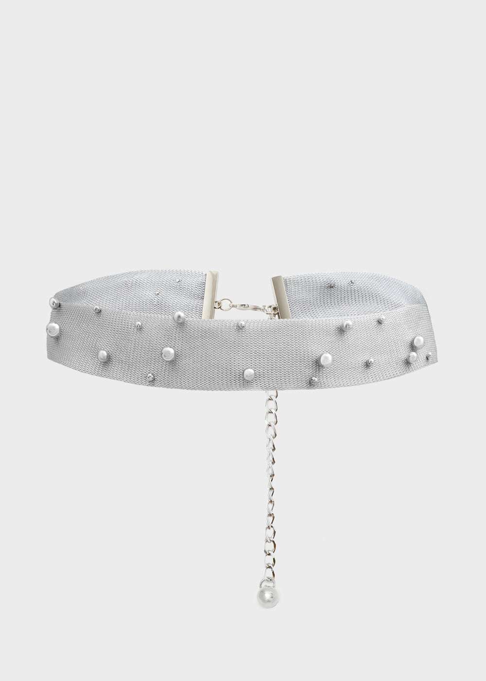 CINTURA DAISY TESSUTO LUREX+BORCHIE ARGENTO NALÌ