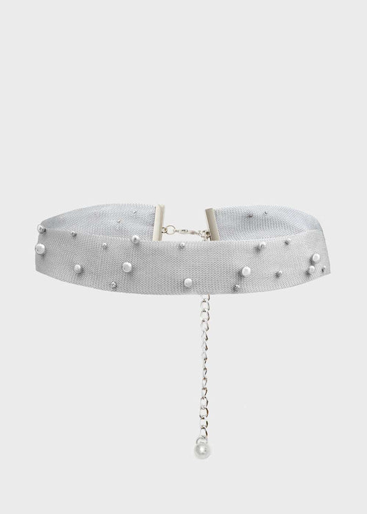 CINTURA DAISY TESSUTO LUREX+BORCHIE ARGENTO NALÌ