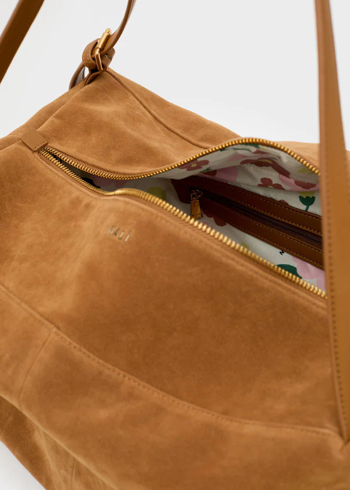 BORSA JUNE A SPALLA SCAMOSCIATO MARRONE NALÌ
