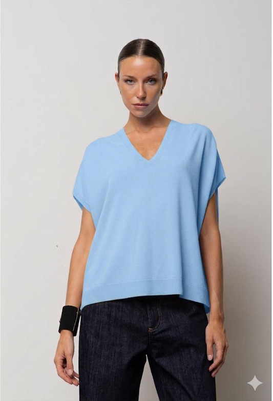 Maglia Oversize con Scollo a V AZZURRO KAOS JEANS