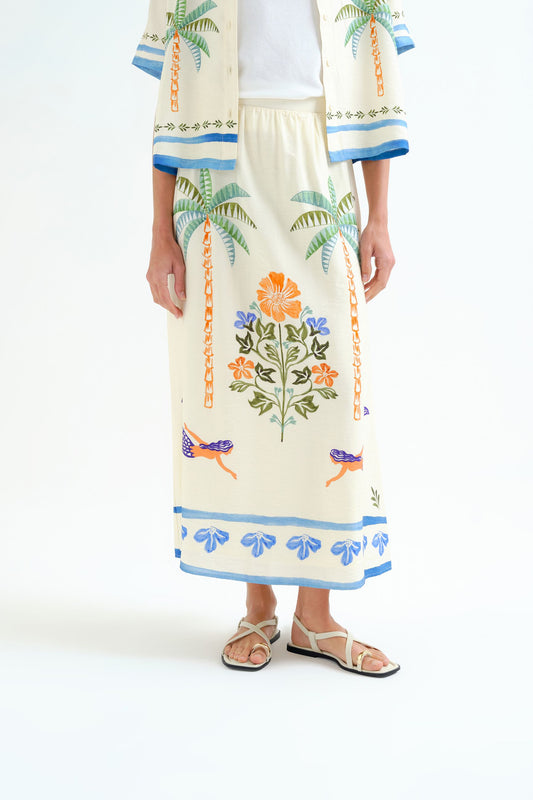 Gonna lunga con stampa Palm & Mermaid COMPANIA FANTASTICA