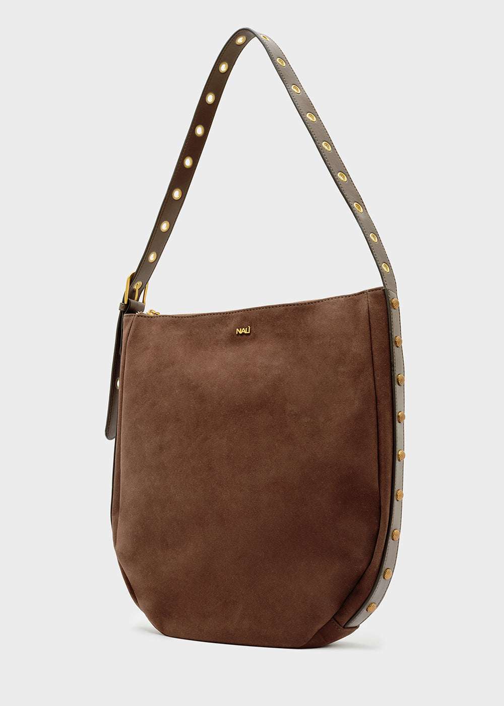 BORSA JOANNE A SPALLA CON BORCHIE MARRONE NALÌ