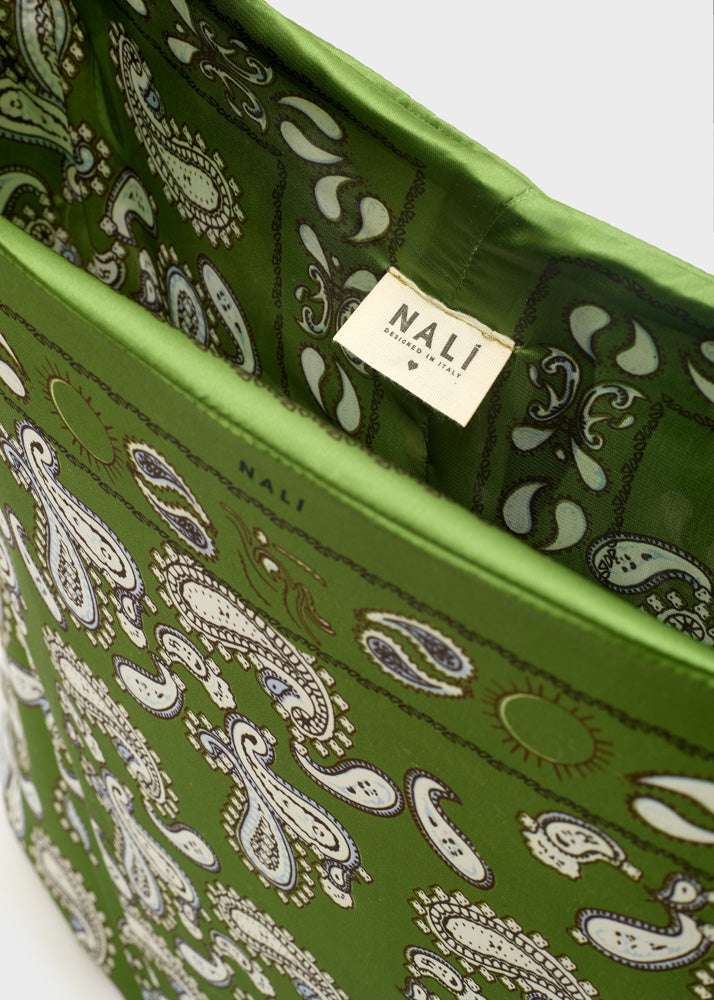 BORSA PEONY BANDANA STAMPA PAISLEY VERDE NALÌ