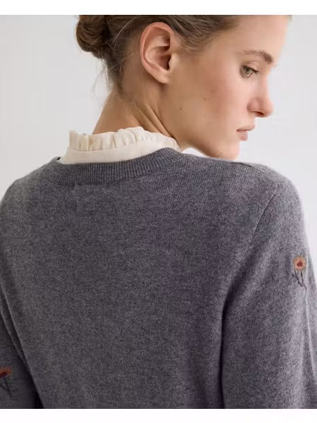 MAGLIONE CON RICAMO FLOREALE GREY YERSE