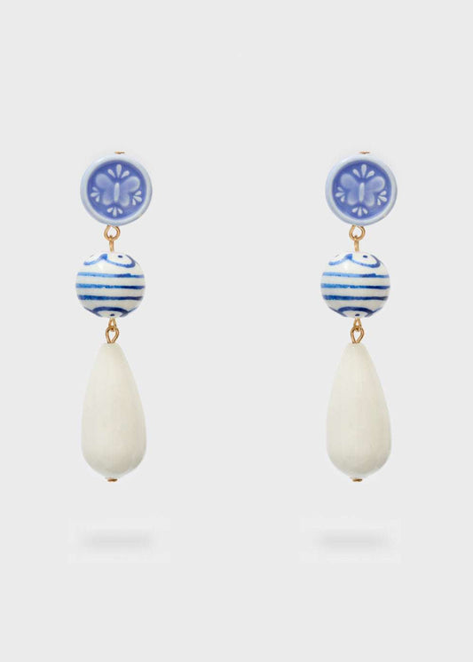 ORECCHINI LUNGHI FANTASIA BLU/BIANCO NALÌ