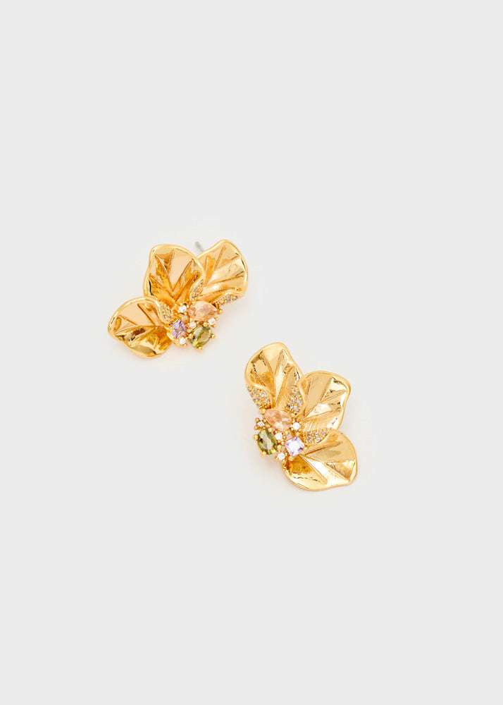 ORECCHINI HALF FLOWERS CON PIETRE ORO NALÍ