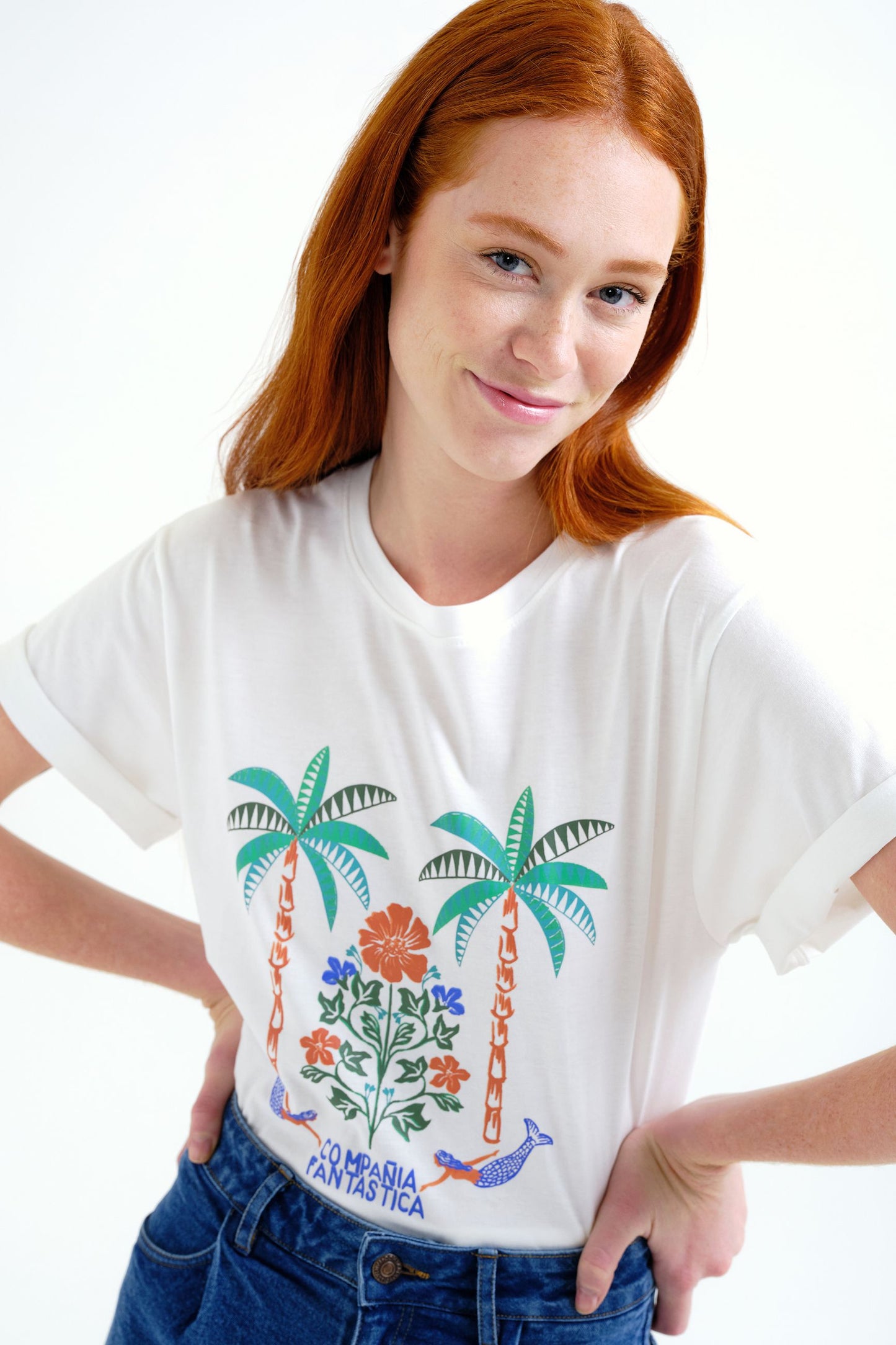 T-SHIRT STAMPA PALM & MERMAID COMPANIA FANTASTICA