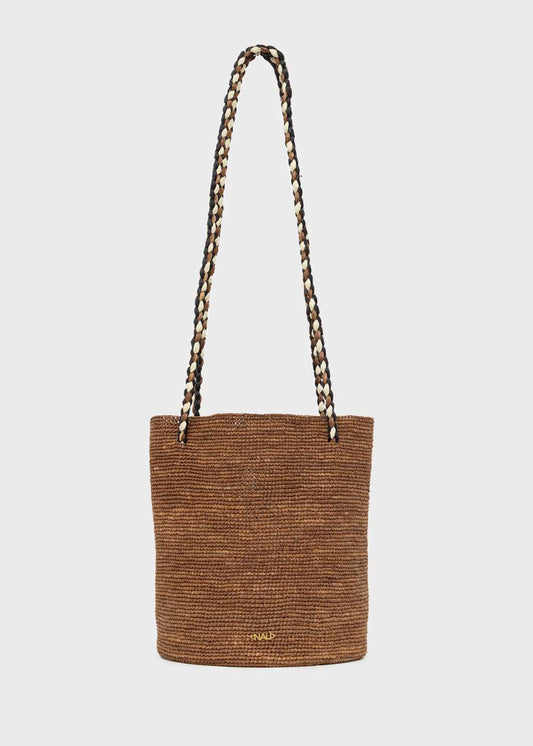 BORSA RHAMA MEDIUM IN RAFIA MARRONE NALÌ