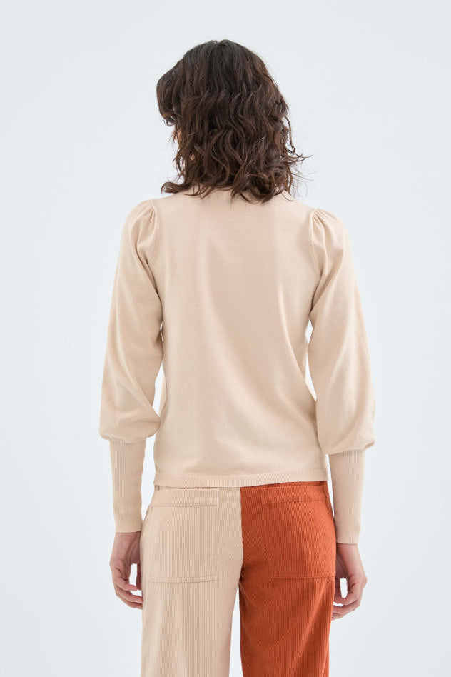 MAGLIA CON MANICHE A SBUFFO BEIGE COMPANIA FANTASTICA