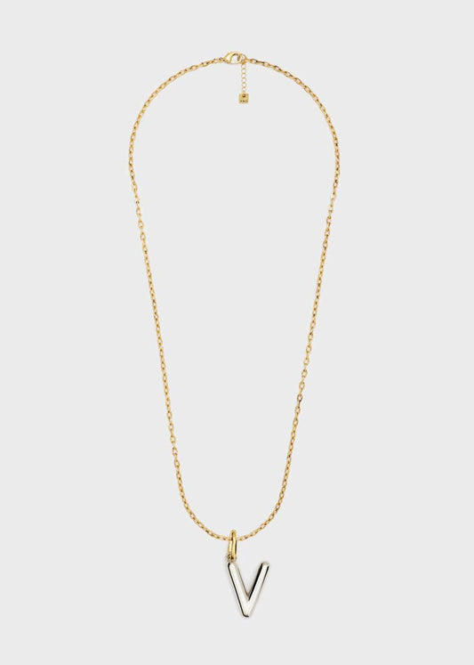 COLLANA LETTERING SMALL V ORO/ARGENTO NALÌ
