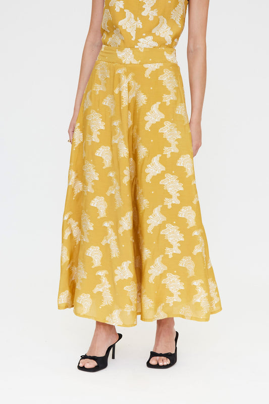 Gonna lunga con stampa gialla COMPANIA FANTASTICA