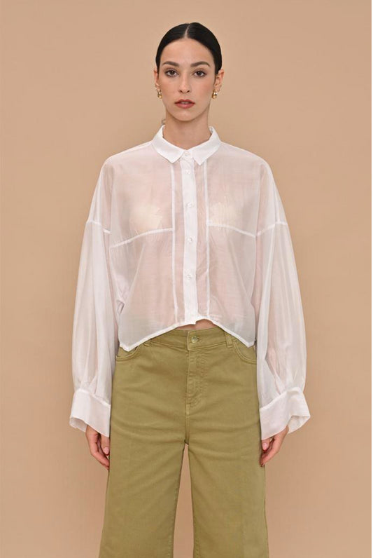 CAMICIA CROPPED IN ORGANZA KAOS JEANS