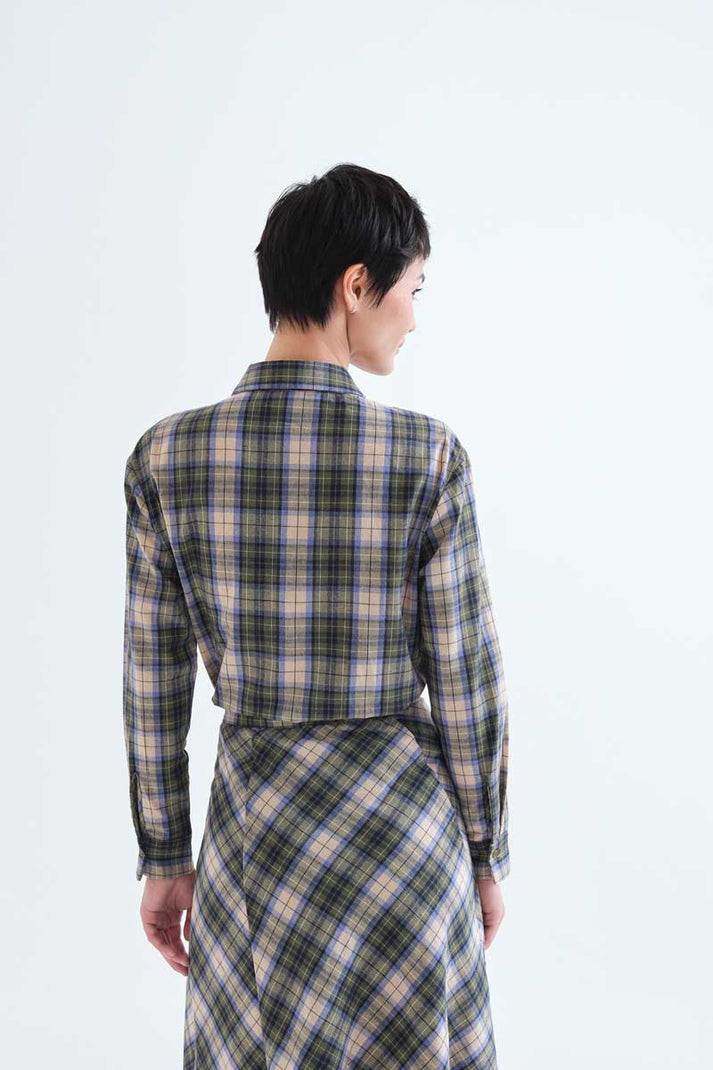 CAMICIA 100% COTONE STAMPA QUADRI VERDE 63C/11015 COMPANIA FANTASTICA