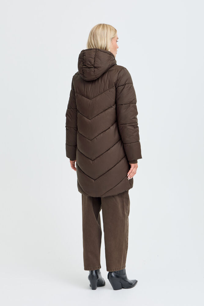 PIUMINO BYBOMINAX LUNGO CON CAPPUCCIO COLORE JAVA B.YOUNG