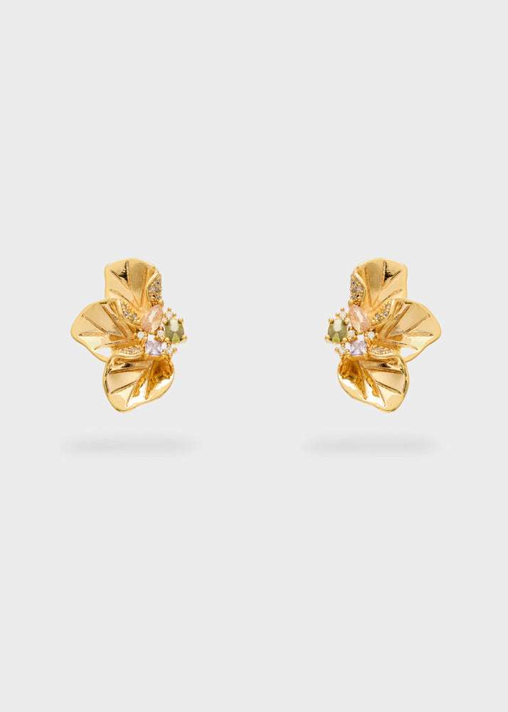 ORECCHINI HALF FLOWERS CON PIETRE ORO NALÍ