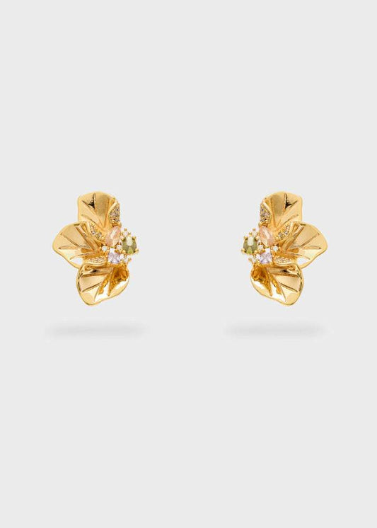 ORECCHINI HALF FLOWERS CON PIETRE ORO NALÍ