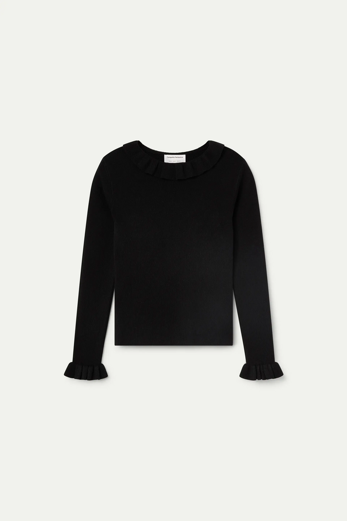 MAGLIA CON POLSINO VOLANT NERO 63C/10300 COMPANIA FANTASTICA