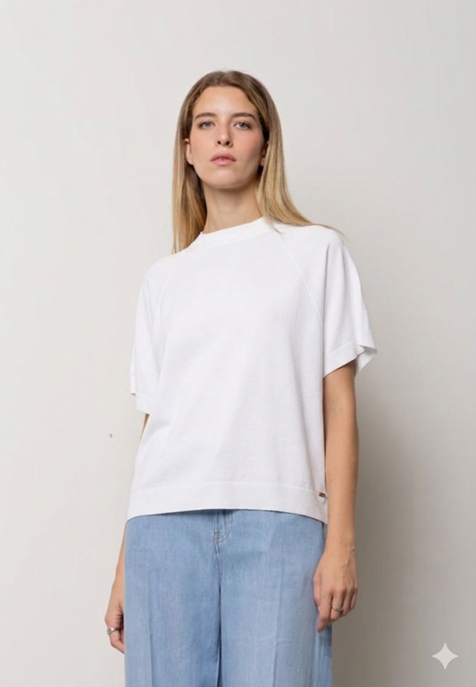 MAGLIA MANICA CORTA OVER PANNA KAOS JEANS