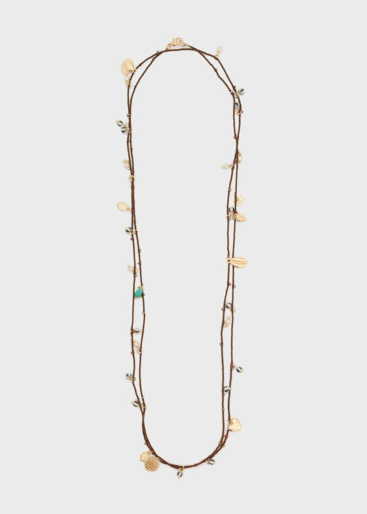 COLLANA PERLINE MARRONI + ELEMENTI ORO NALÌ