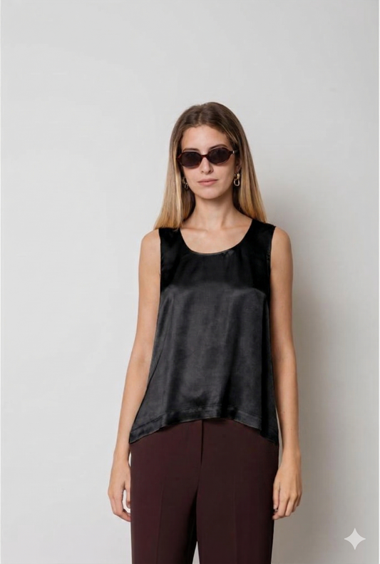 TOP DI RASO NERO  KAOS