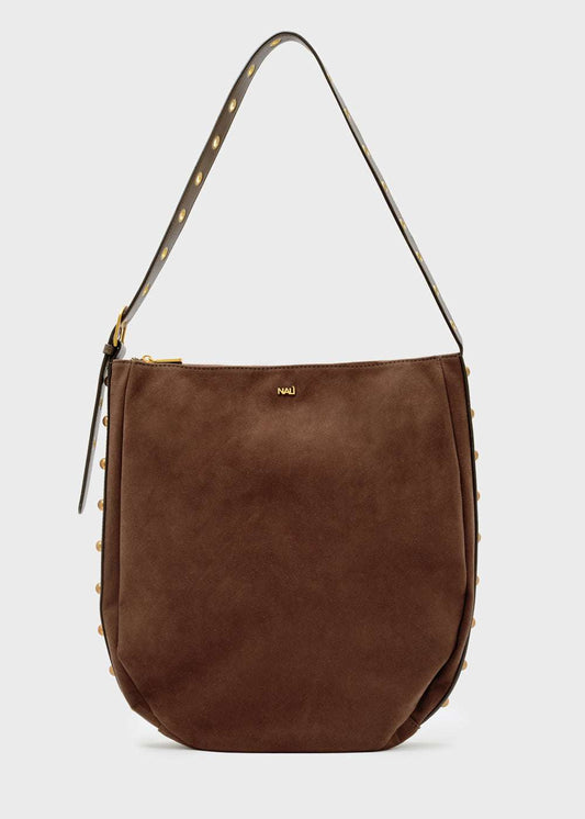 BORSA JOANNE A SPALLA CON BORCHIE MARRONE NALÌ