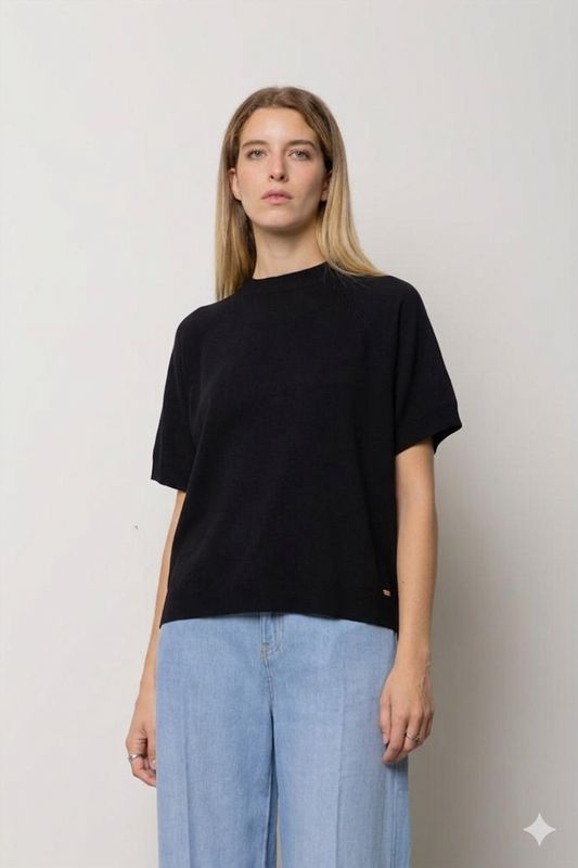 MAGLIA MANICA CORTA OVER NERO KAOS JEANS
