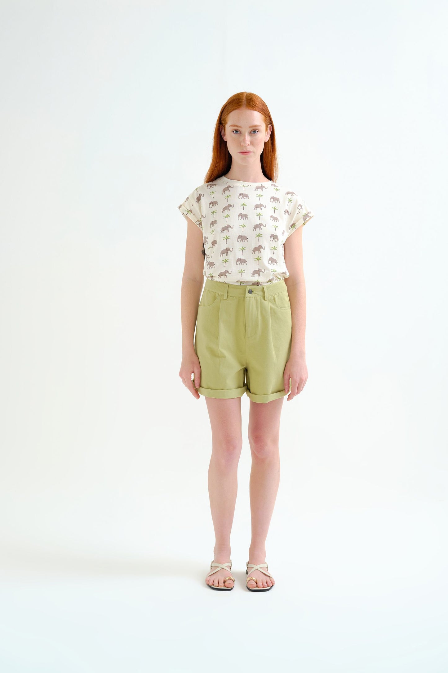 T-SHIRT STAMPA PALMA E ELEFANTE COMPANIA FANTASTICA