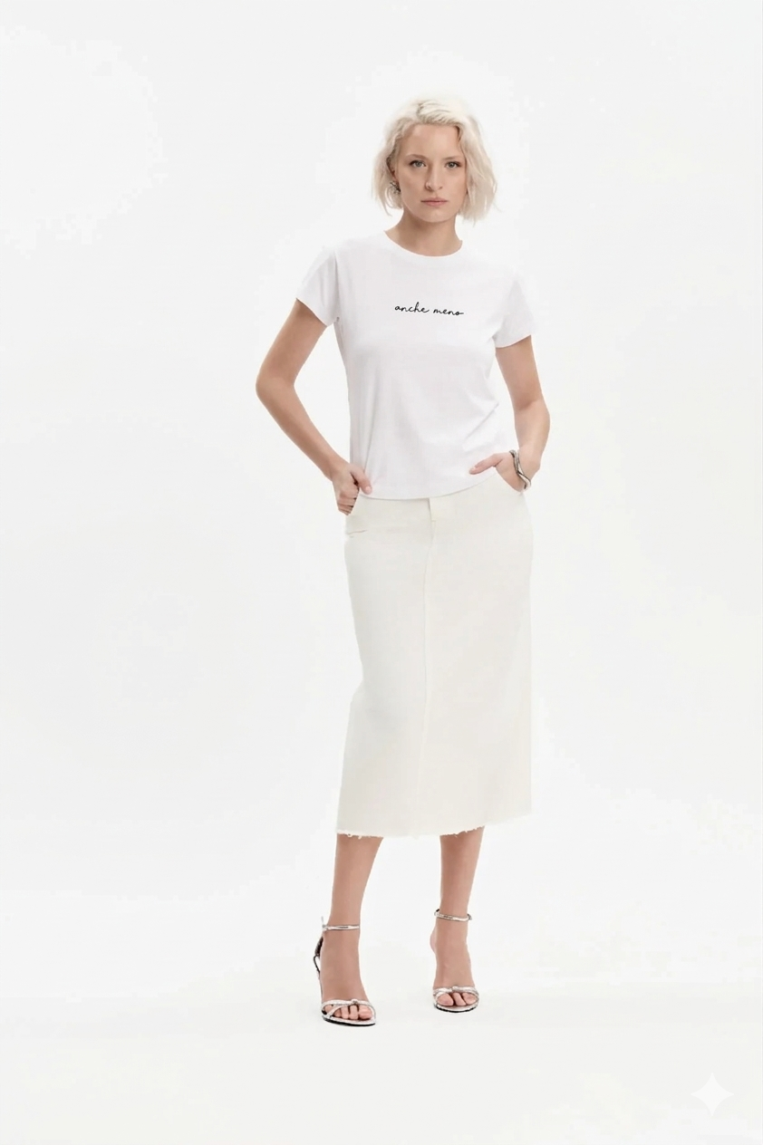 T-SHIRT SCRITTA RICAMO ANCHE MENO WHITE WISE