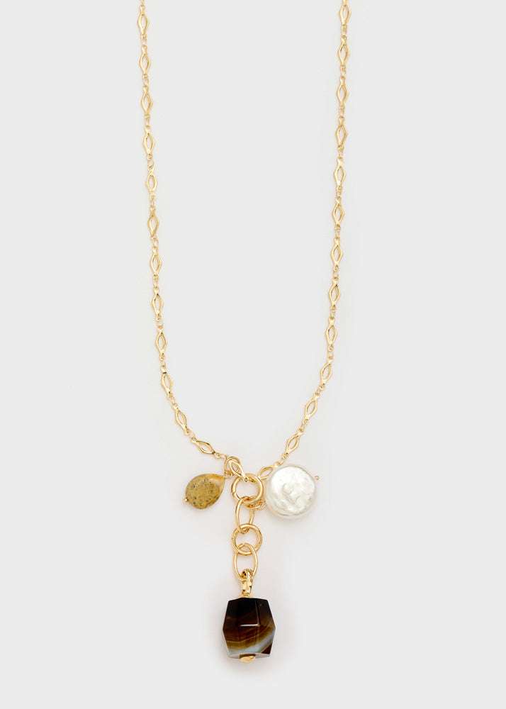 COLLANA LUNGA CON PENDENTI MIX PIETRE ORO NALÍ