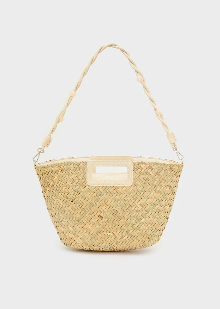 BORSA OLIVIA A MANO+TRACOLLA PAGLIA BIANCO NALÌ