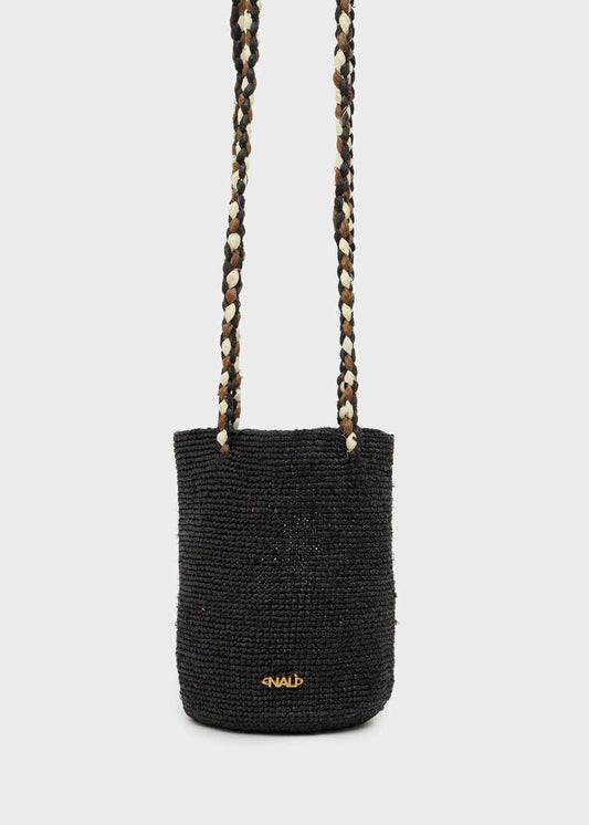 BORSA RHAMA SMALL IN RAFIA NERO NALÌ