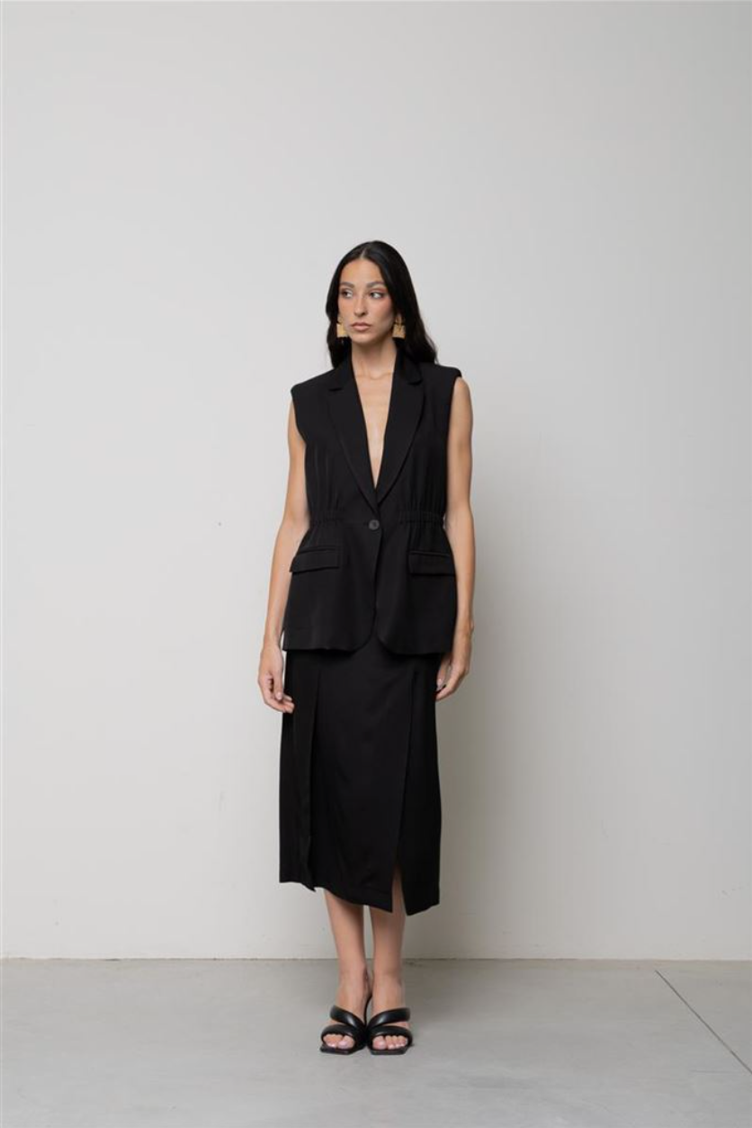 GILET CON COULISSE IN MISTO LINO KAOS