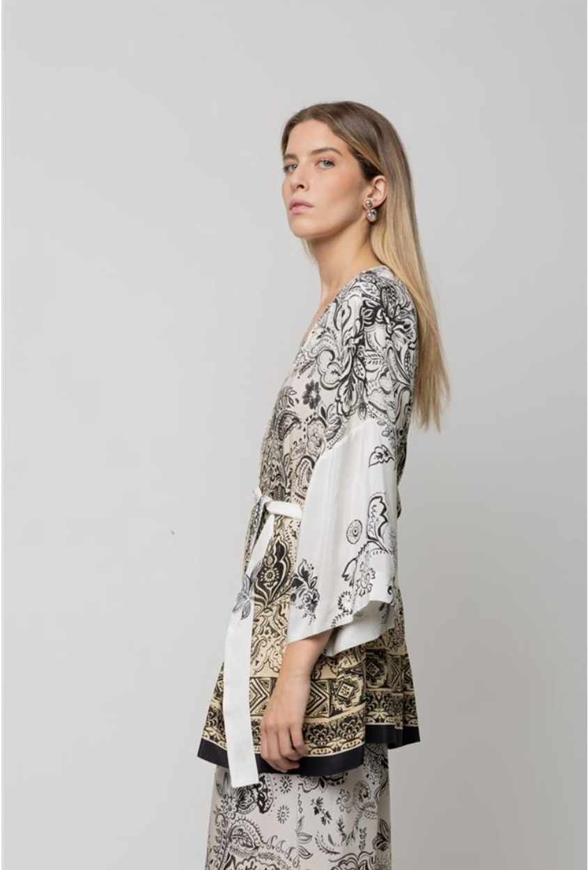 KIMONO IN HABOTAY CON STAMPA CACHEMIRE DEGRADE’ KAOS